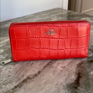 NWT Coach Zip Wallet Embossed Croc Orange